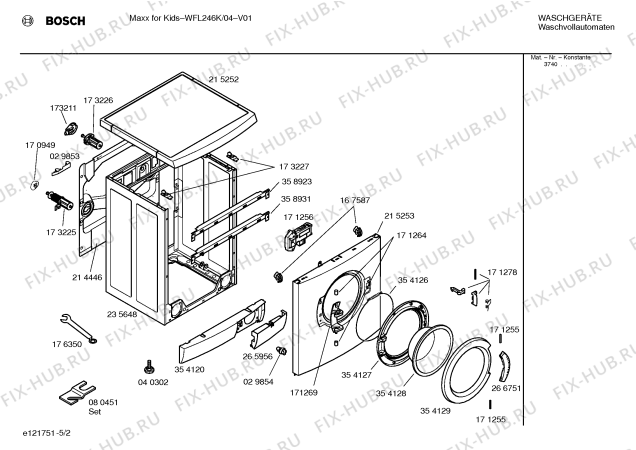 Схема №1 WFL246K Maxx for Kids с изображением Таблица программ для стиральной машины Bosch 00526027