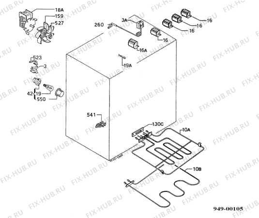 Взрыв-схема плиты (духовки) Electrolux EON391X - Схема узла Functional parts