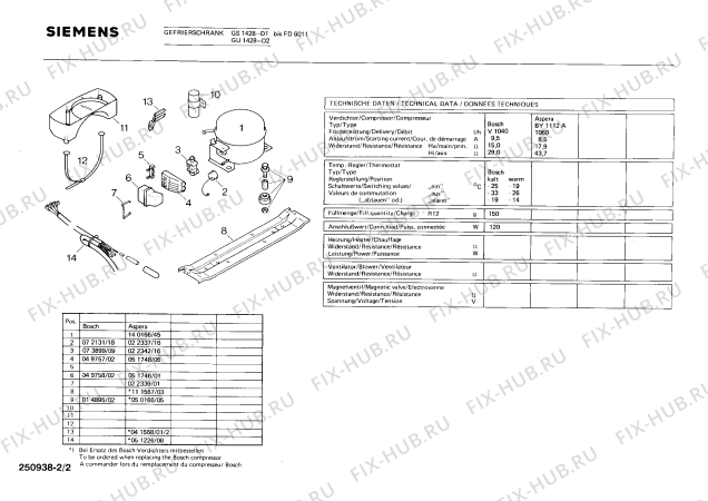 Взрыв-схема холодильника Siemens GU1428 - Схема узла 02