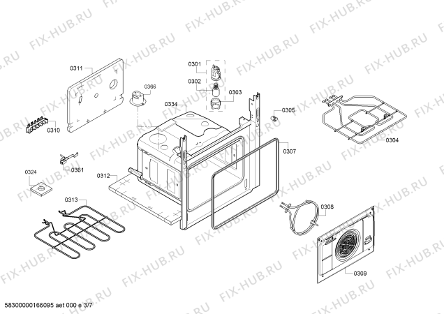 Взрыв-схема плиты (духовки) Siemens HC723233G - Схема узла 03
