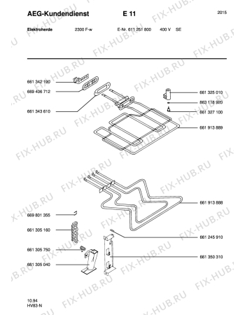 Взрыв-схема плиты (духовки) Aeg 2300F-W S 400V - Схема узла Section7