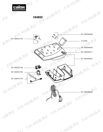 Взрыв-схема утюга (парогенератора) Calor 184800 - Схема узла CP001272.0P2