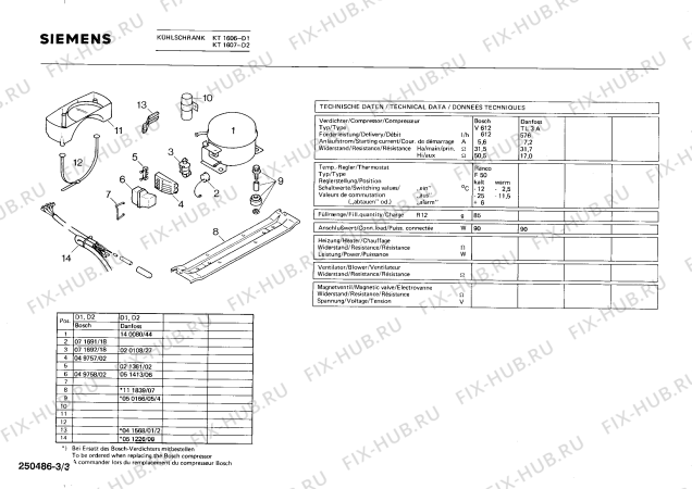 Взрыв-схема холодильника Siemens KT1607 - Схема узла 03