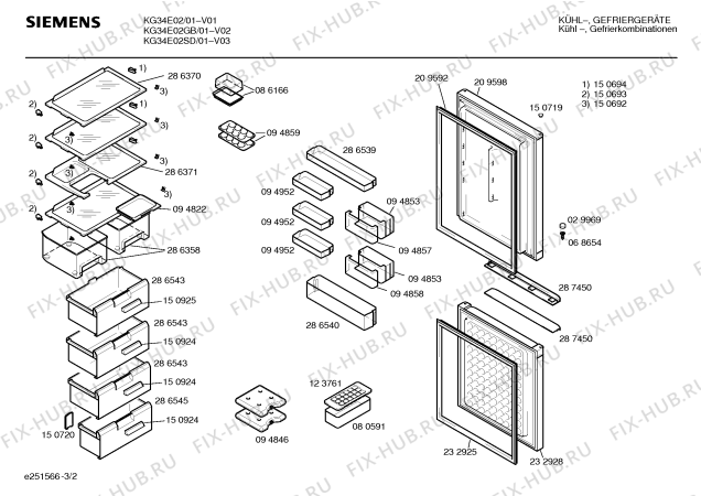Взрыв-схема холодильника Siemens KG34E02GB - Схема узла 02