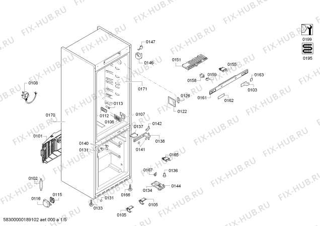 Схема №1 KGN57PI26N с изображением Дверь морозильной камеры для холодильной камеры Bosch 00773556