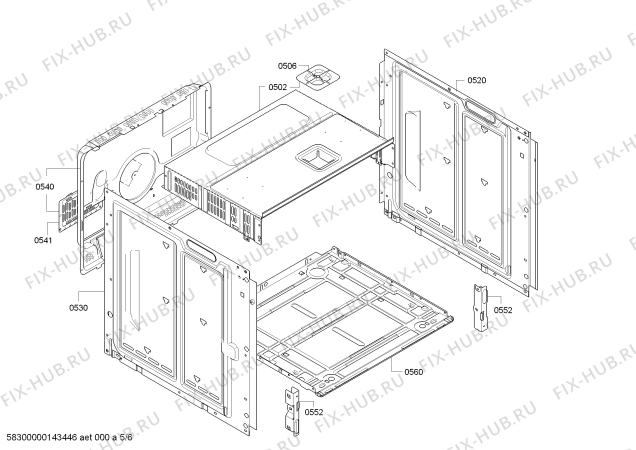 Взрыв-схема плиты (духовки) Bosch HBA38B761D - Схема узла 05