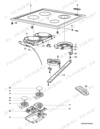 Взрыв-схема комплектующей Electrolux EKD6182W - Схема узла H10 Hob