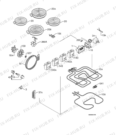 Взрыв-схема плиты (духовки) Electrolux EKC603505X - Схема узла Electrical equipment 268