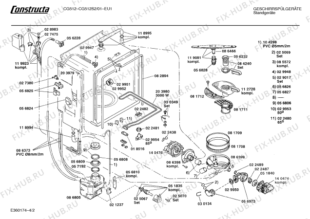 Взрыв-схема посудомоечной машины Constructa CG512S2 CG512 - Схема узла 02