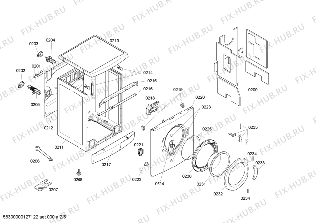 Взрыв-схема стиральной машины Bosch WAE28441OE Maxx 7 - Схема узла 02