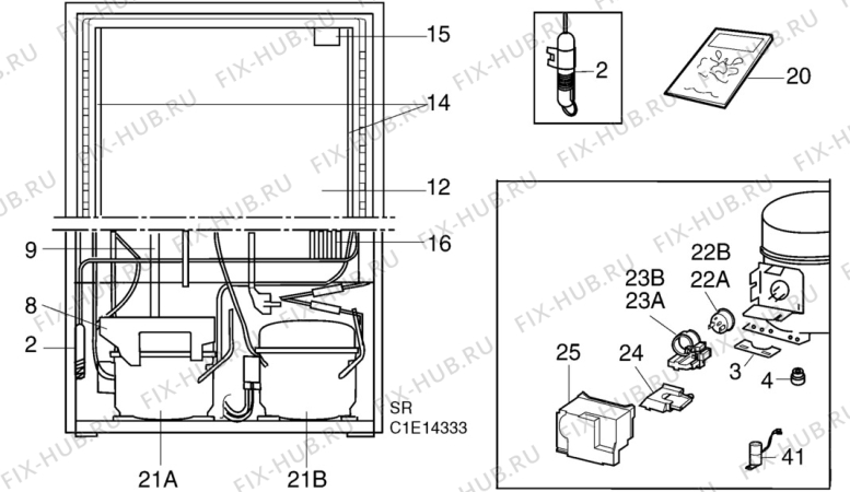 Взрыв-схема холодильника Electrolux ER8501B - Схема узла C10 Cold, users manual