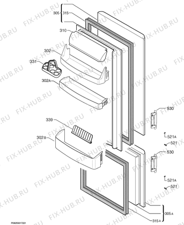 Взрыв-схема холодильника Electrolux ERB3235X - Схема узла Door 003