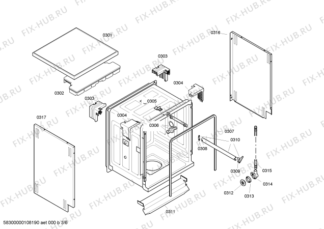 Взрыв-схема посудомоечной машины Bosch SGS55E02EU - Схема узла 03