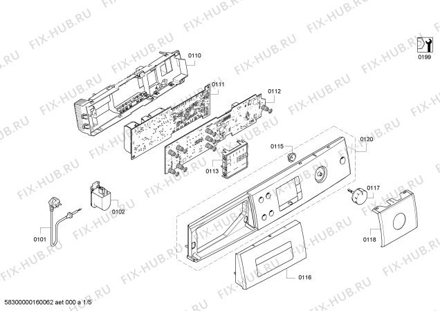 Схема №2 WAQ24468EE Bosch Avantixx 8 с изображением Модуль управления, запрограммированный для стиральной машины Bosch 12004330