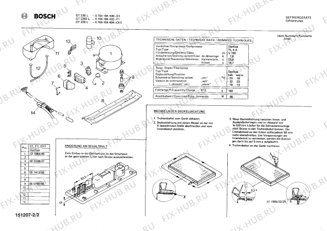 Взрыв-схема холодильника Bosch 0704194404 GT228L - Схема узла 02