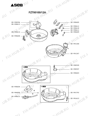 Взрыв-схема тостера (фритюрницы) Seb FZ700100/12A - Схема узла VP003401.5P2