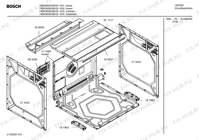 Схема №1 HBN3660GB с изображением Инструкция по эксплуатации для электропечи Bosch 00582797
