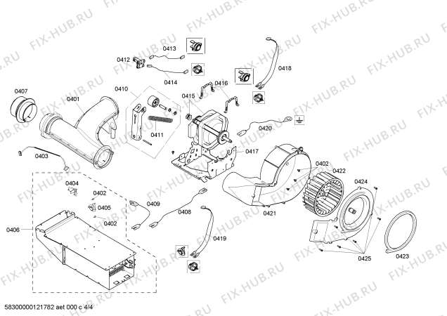 Взрыв-схема сушильной машины Bosch WTB76550FF Logixx 10New Dimension - Схема узла 04