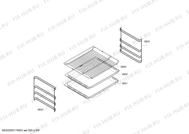 Взрыв-схема плиты (духовки) Bosch HBN231E0M - Схема узла 06