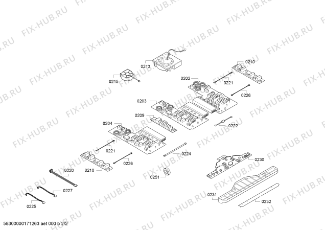 Взрыв-схема плиты (духовки) Neff T54T97N2 IH6.1 - Flex - Схема узла 02