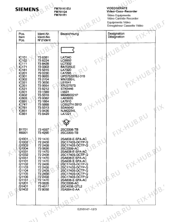 Схема №1 FM701K1EU с изображением Инструкция по эксплуатации для видеоэлектроники Siemens 00530702
