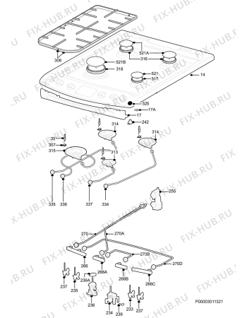 Взрыв-схема плиты (духовки) Zanker Electrolux ZKG6020SN - Схема узла Hob 271