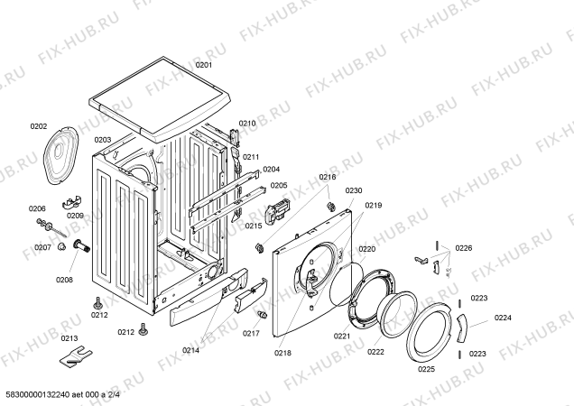 Взрыв-схема стиральной машины Siemens WM10E220EE - Схема узла 02