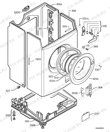 Взрыв-схема стиральной машины Electrolux EWF1288 - Схема узла Housing 001