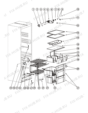 Схема №1 MBA1167S (F032294) с изображением Элемент корпуса для холодильной камеры Indesit C00854236
