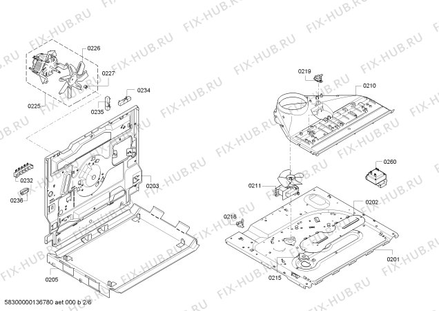 Взрыв-схема плиты (духовки) Bosch HBA53B520C - Схема узла 02