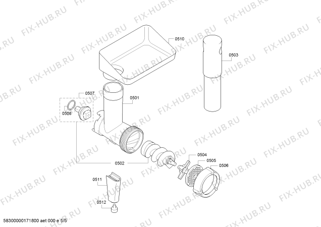 Взрыв-схема кухонного комбайна Bosch MUM56740 - Схема узла 05