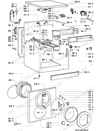Схема №1 AWM 292/3 с изображением Ручка (крючок) люка для стиральной машины Whirlpool 481249878053