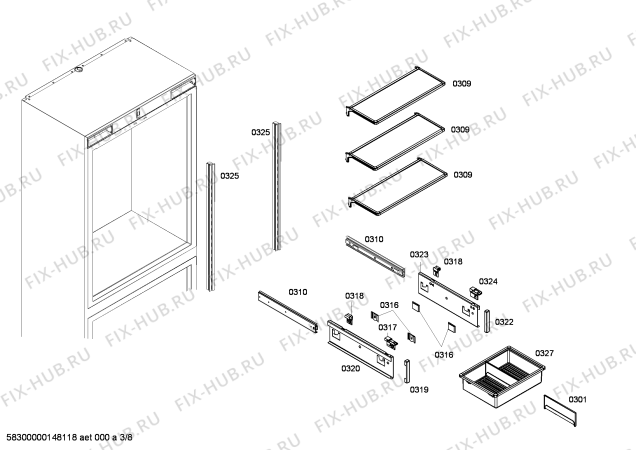 Схема №1 FIN36MIIL5 с изображением Противень для холодильника Bosch 00686042