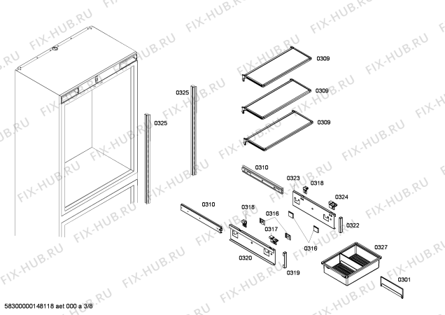 Схема №1 CIB36MIER1 KF 1901 SF с изображением Планка для холодильника Bosch 00684682