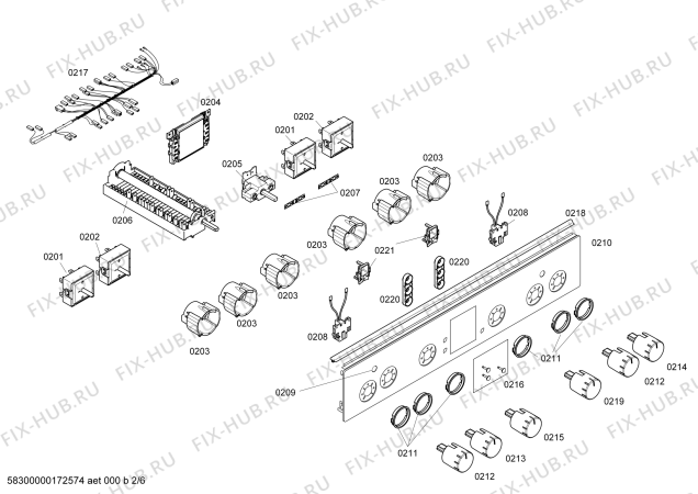 Схема №1 HCE644123R с изображением Кабель для плиты (духовки) Bosch 00629590