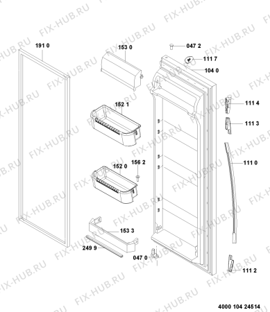 Взрыв-схема холодильника Whirlpool WSC5541ANX (F090602) - Схема узла