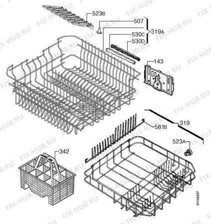 Взрыв-схема посудомоечной машины Arthurmartinelux ASF1649 - Схема узла Basket 160