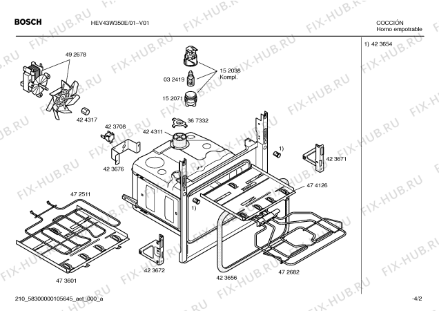 Взрыв-схема плиты (духовки) Bosch HEV43W350E - Схема узла 02