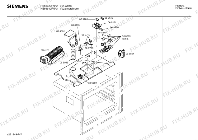 Взрыв-схема плиты (духовки) Siemens HB55640FN - Схема узла 02
