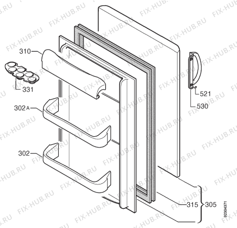 Взрыв-схема холодильника Faure FRT148W - Схема узла Door 003