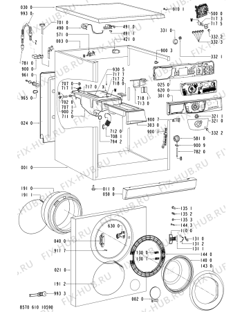 Схема №1 AWM 6105 с изображением Рукоятка для стиралки Whirlpool 481249818665