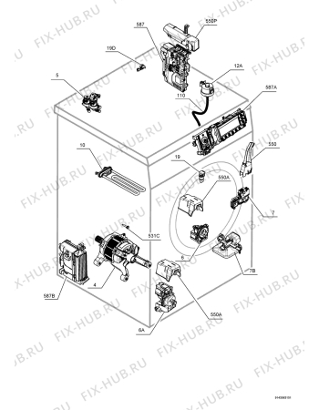 Схема №1 L98499FL2 с изображением Блок управления для стиральной машины Aeg 973914531341001