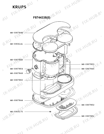 Взрыв-схема кофеварки (кофемашины) Krups F8744338(0) - Схема узла LP001852.5P2