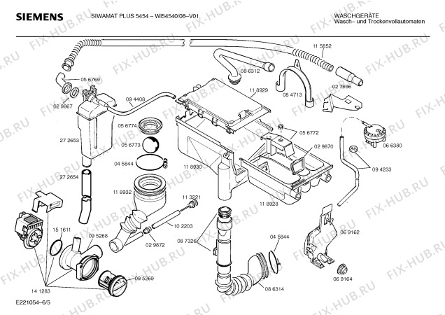 Схема №1 WI54540 SIWAMAT PLUS 5454 с изображением Панель для стиральной машины Siemens 00286188