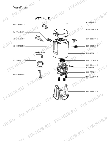 Взрыв-схема блендера (миксера) Moulinex AT714L(1) - Схема узла HP001358.9P2