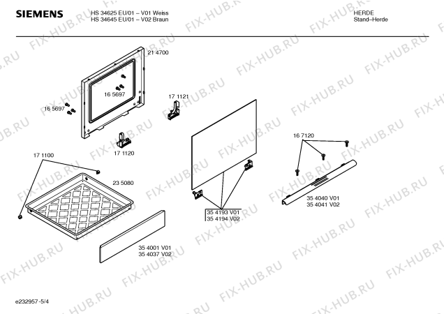 Взрыв-схема плиты (духовки) Siemens HS34645EU - Схема узла 04