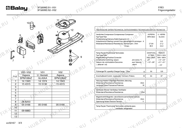 Взрыв-схема холодильника Balay 3FG699E - Схема узла 03