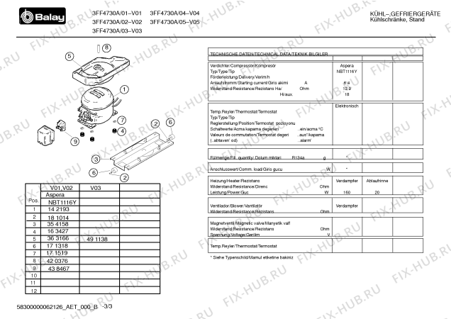 Взрыв-схема холодильника Balay 3FF4730A - Схема узла 03