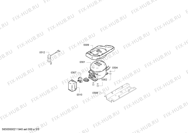 Взрыв-схема холодильника Bosch KDV33VL2N5 Bosch - Схема узла 03