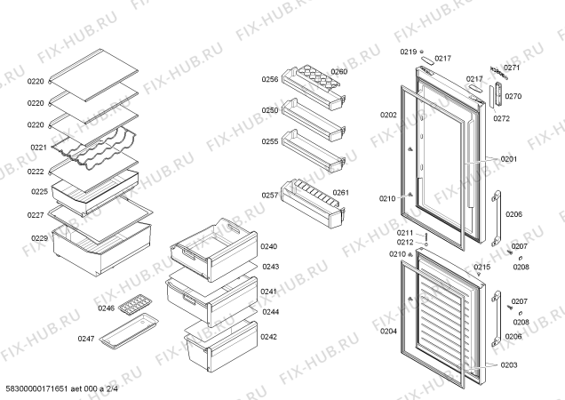 Взрыв-схема холодильника Bosch KGN39XI32 - Схема узла 02